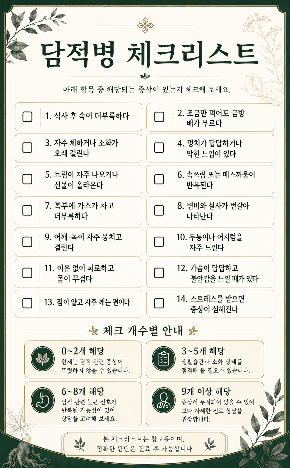 담적 자가진단 체크리스트 이미지