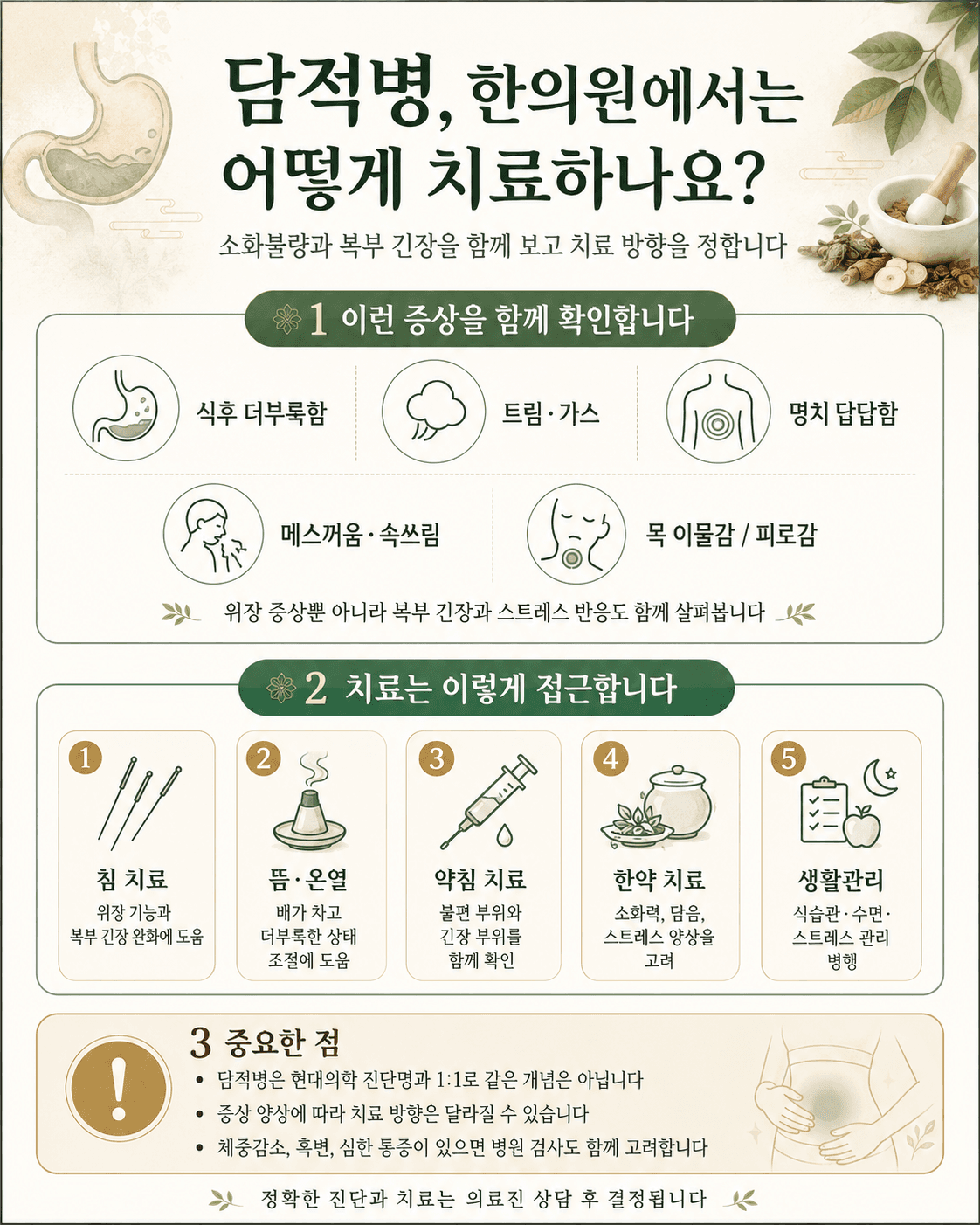 담적 한의원 치료 방법 인포그래픽